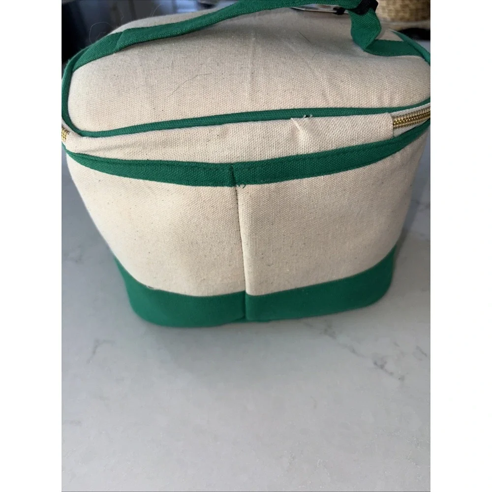 Dabney Lee Green and Cream Canvas Makeup Bag